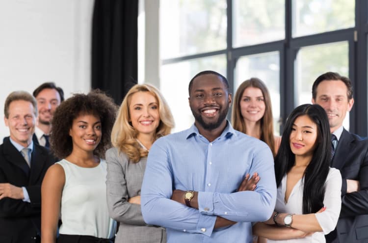 Diverse team with smiling faces